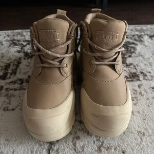 UGG Beige and Cream Platform Weather Boots